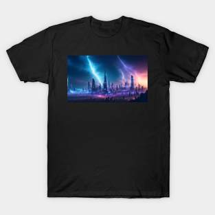 Futuristic city with beautiful sky landscape T-Shirt